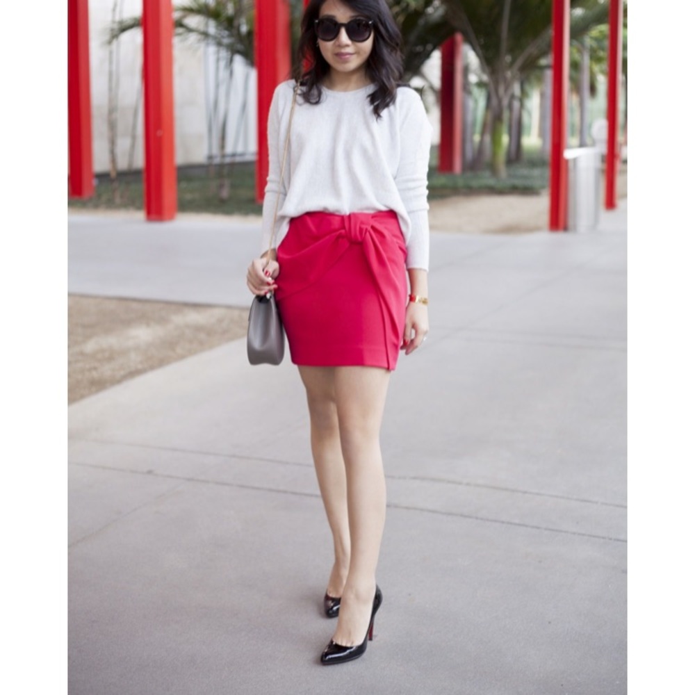 MAJE JOJOBA ROSE BOW SKIRT- authentic
